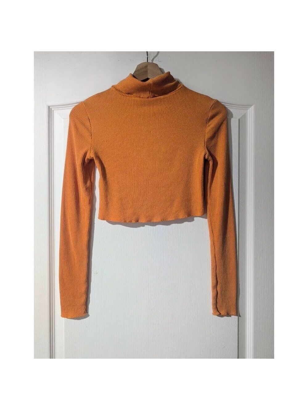 Aritzia Wilfred Free | Nova Cropped Ribbed Turtleneck In Orange - Picture 5 of 10